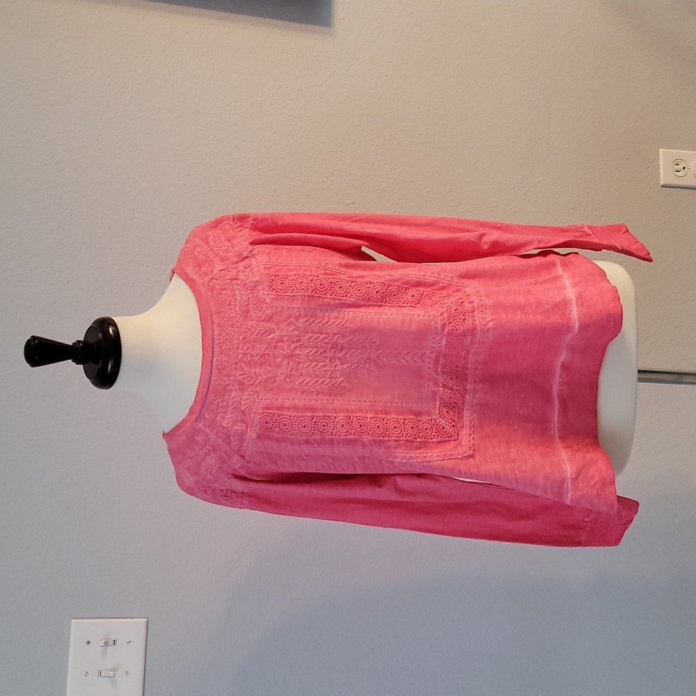 Sundance pink coral embroidered top